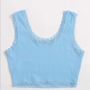 y2k style baby blue crop top tank top